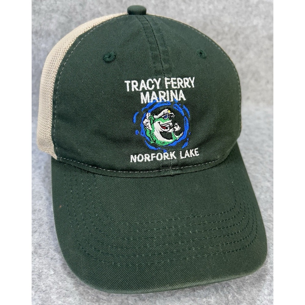 Tracy Ferry Marina Norfork Lake Outdoor Cap Mesh Trucker Hat Green Adjustable